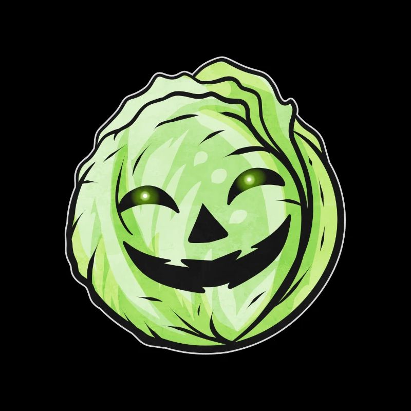 Evil Jack O Lantern Lettuce Halloween