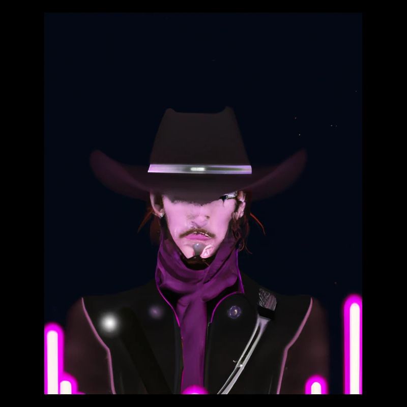 Goth Synthwave Outrun Goth Cowboy