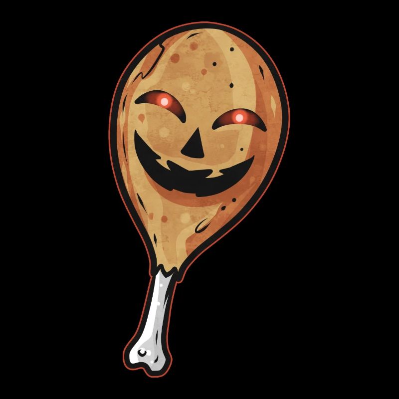 Chicken Thigh With Jack O Lantern Face Costume