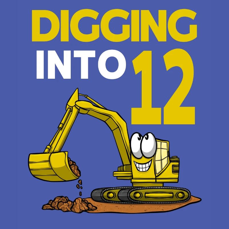 Excavator Driver Digging Into 12 Birthday