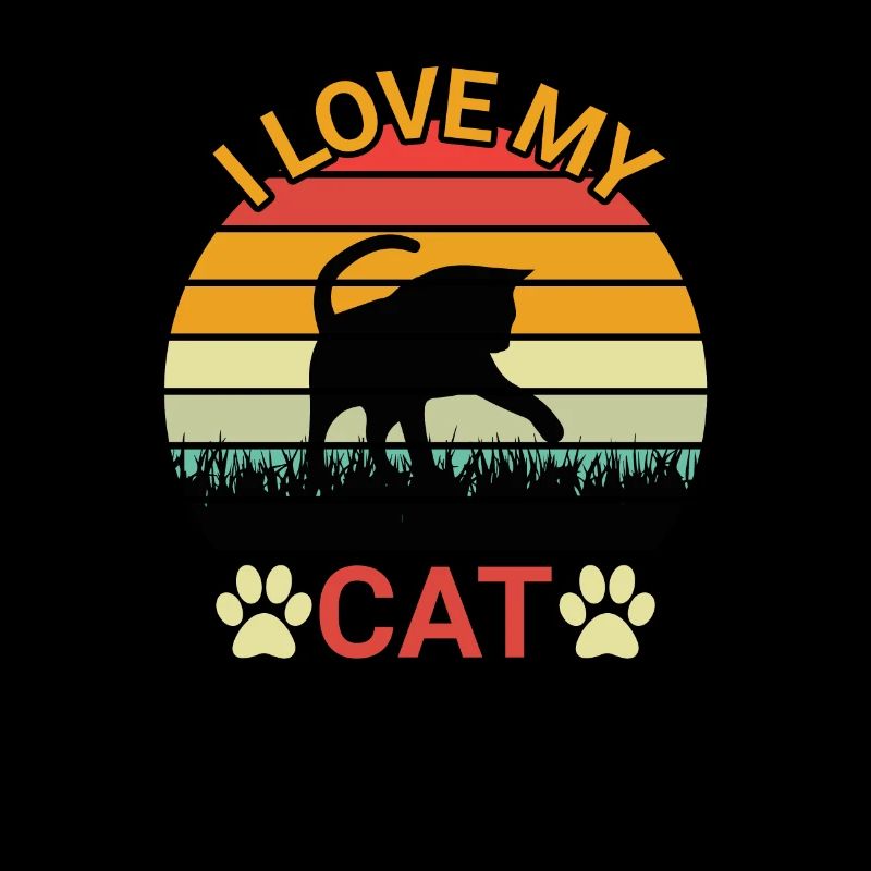 J’aime mon chat - Chat mignon dans un style rétro
