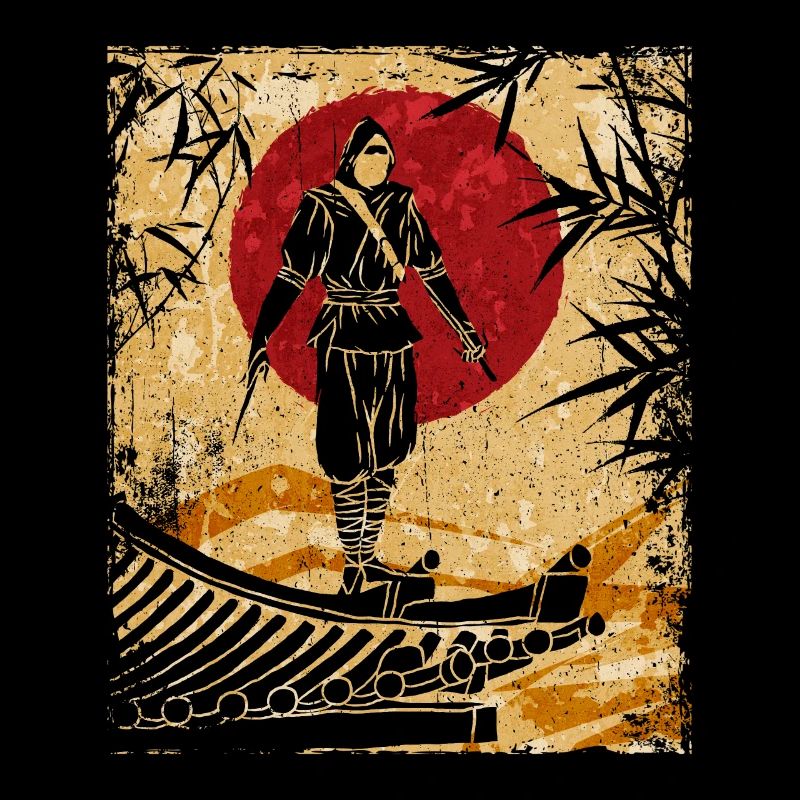 Ninja Art Japonais Vintage Fighter Rétro