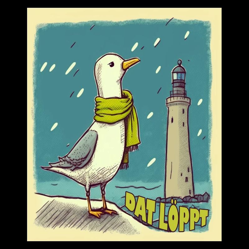 Dat Löppt Möwe Leuchtturm Meer Plattdeutsch Norden