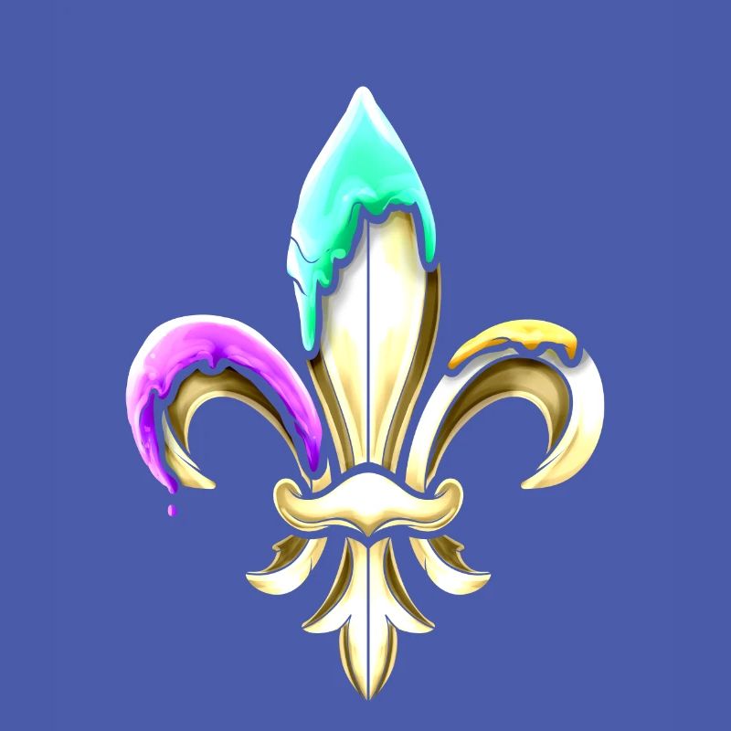 Fleur de lys dorée avec vert pourpre et or