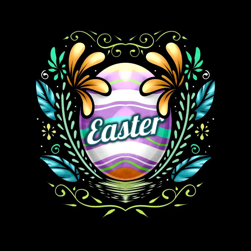 Easter Egg With Ornaments And Feathers on Easter