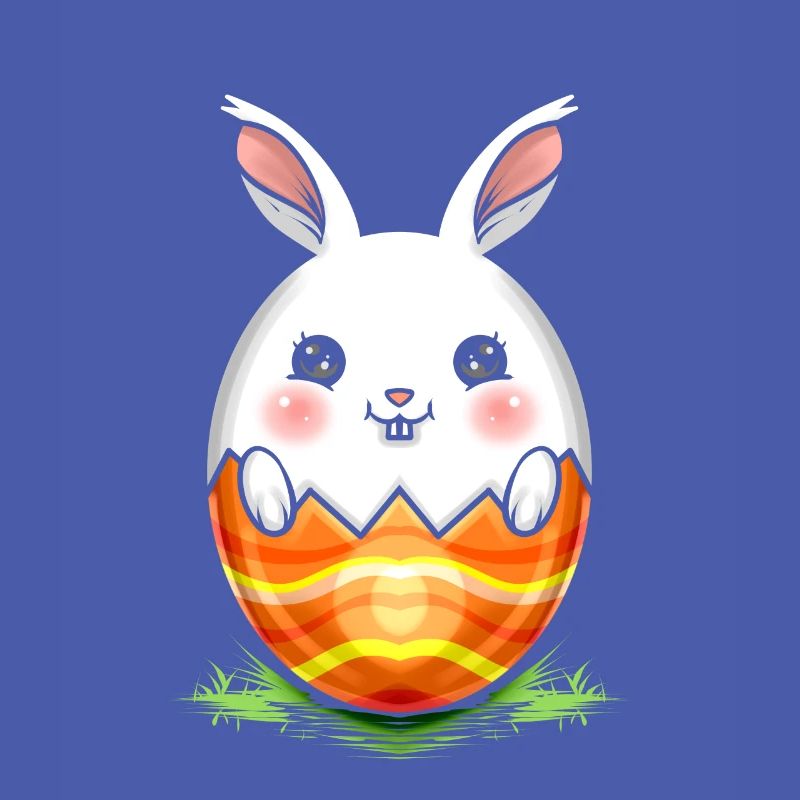 Painted Easter Rabbit Egg On Easter