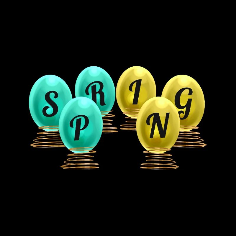 Painted Easter Egg On Springs Saying Spring For