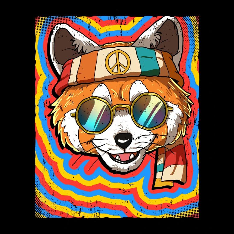 Hippie Red Panda Psychedelic Trippy