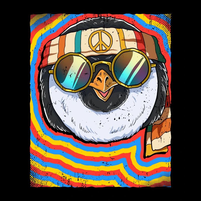 Hippie Pinguin Psychedelisch Trippy