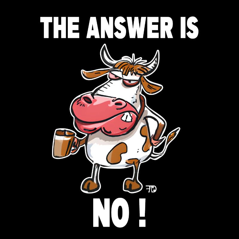 La réponse est non! Grumpy Funny Cow