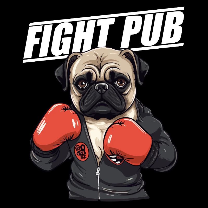 Fight Pub Mops mit Boxhandschuhen