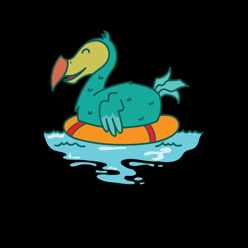 Dodo dans l’eau avec un oiseau flottant
