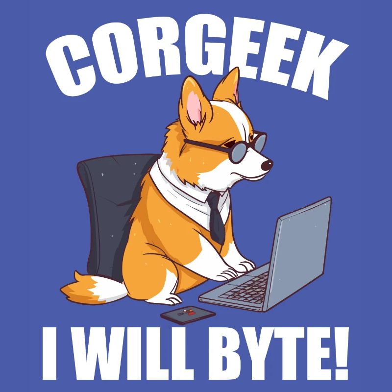 Corgi mit Brille I Will Byte Computerfreak Corgeek