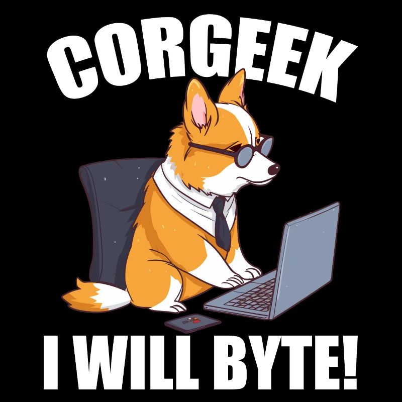 Corgi avec des lunettes I Will Byte ordinateur geek Corgeek