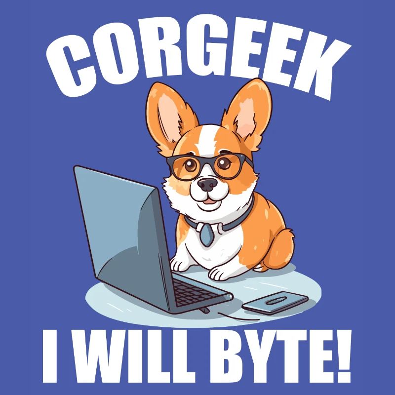 Corgi with glasses I Will Byte computer geek Corgeek