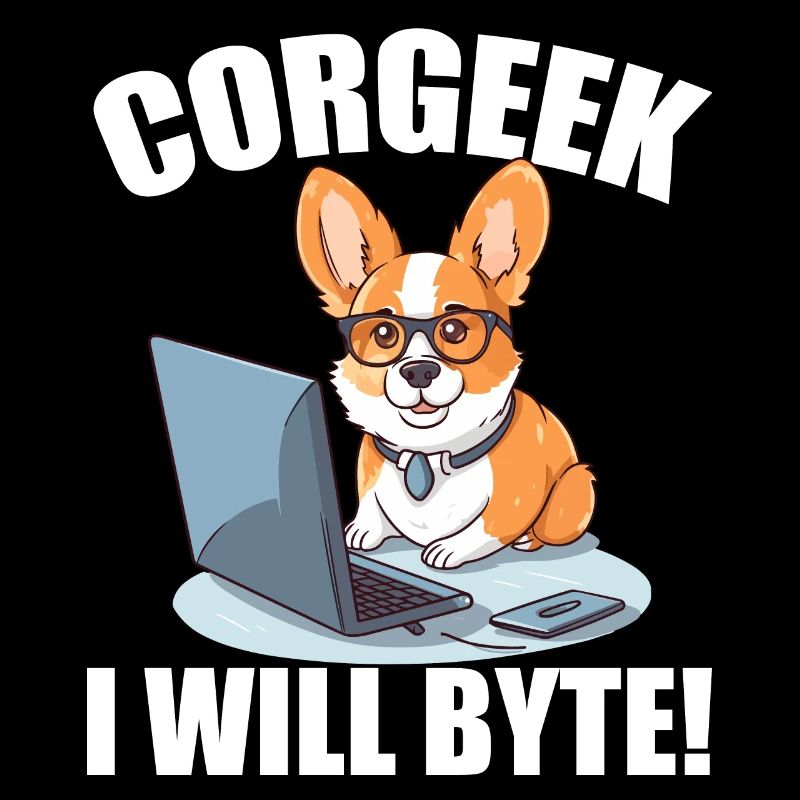 Corgi avec des lunettes I Will Byte ordinateur geek Corgeek