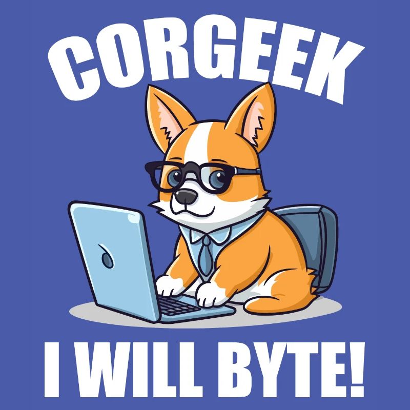 Corgi with glasses I Will Byte computer geek Corgeek