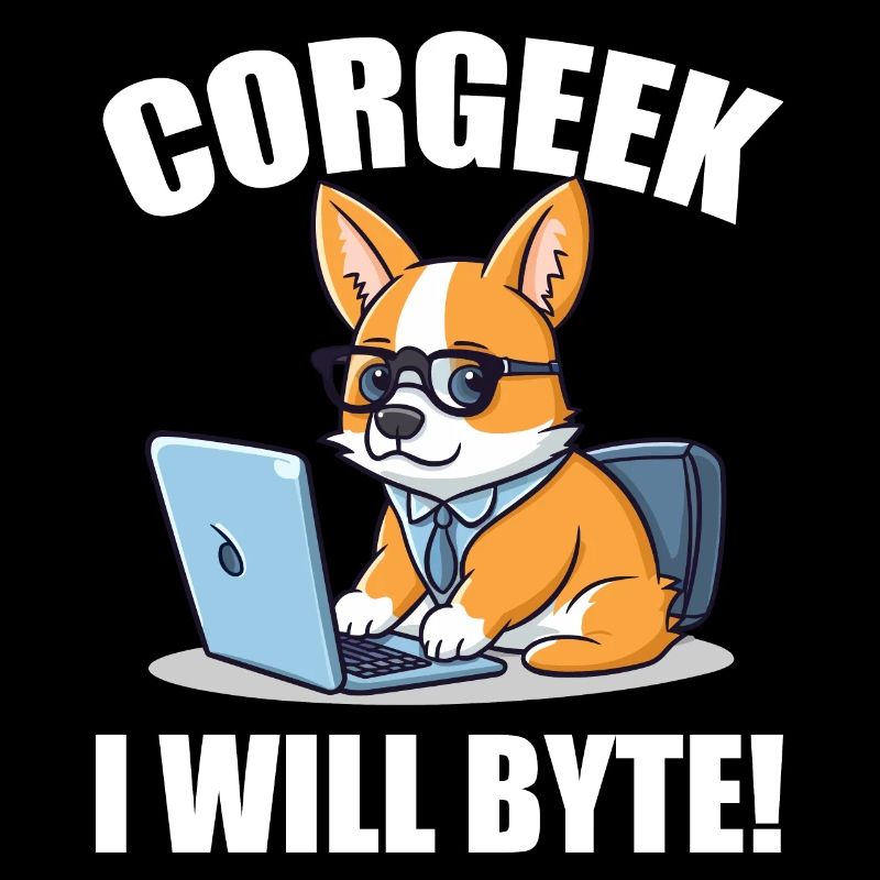 Corgi avec des lunettes I Will Byte ordinateur geek Corgeek