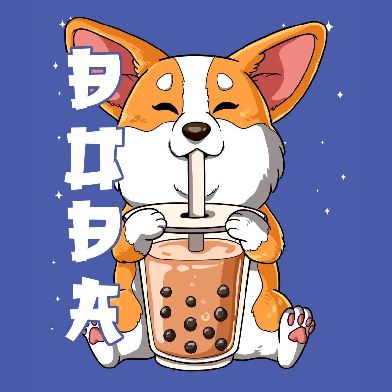 Boba Tea Corgi Hund Bubble Tea