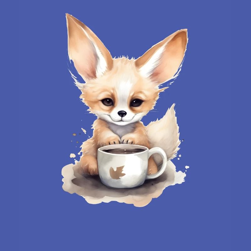 Fennec Fox avec style aquarelle café