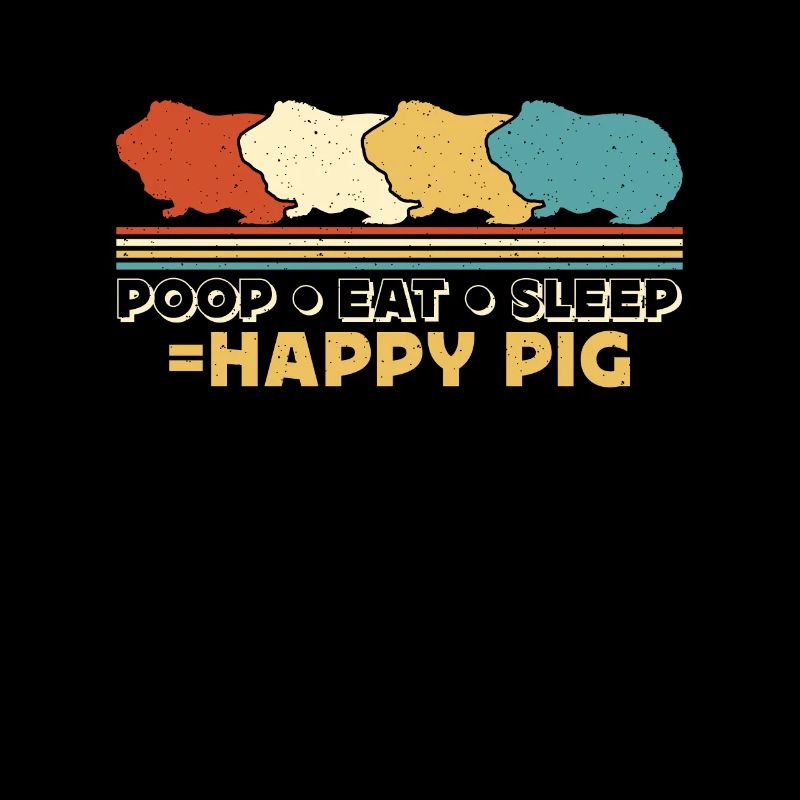Cochon d’Inde Manger Caca Dormir Cochon Heureux Cochon Retro Cavy Pet