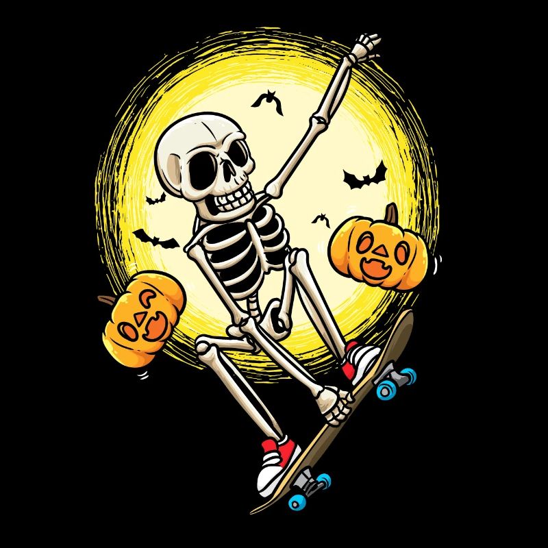 Halloween Skateboard Skeleton Skateboarder