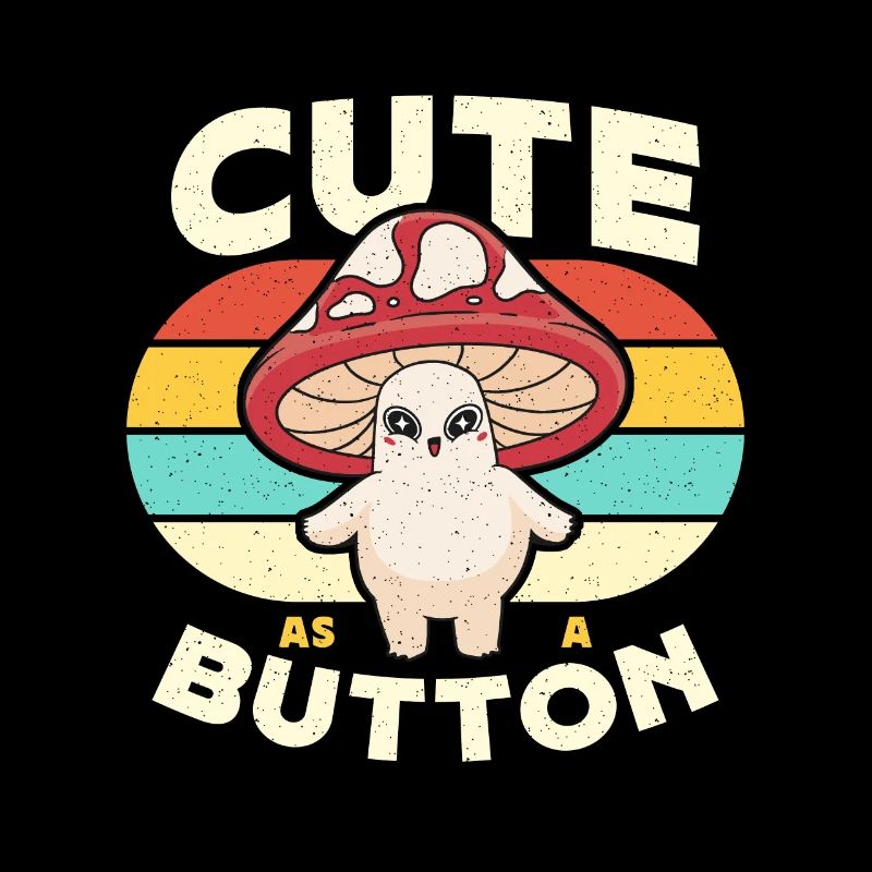 Chasse aux champignons mignon comme un bouton rétro mycologue