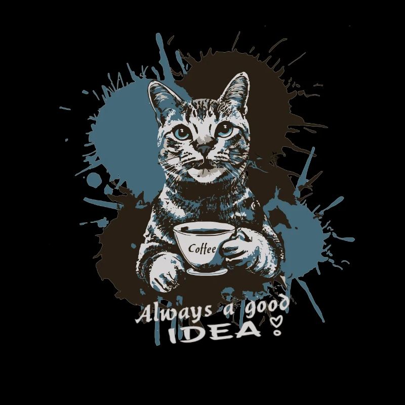 Katze mit Kaffee, Kaffee ist immer eine gute Idee
