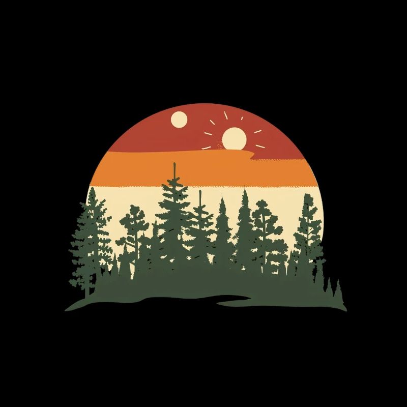 Forest silhouette at sunset