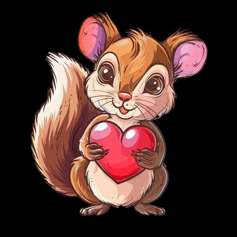 Cute Squirrel Holding a Heart