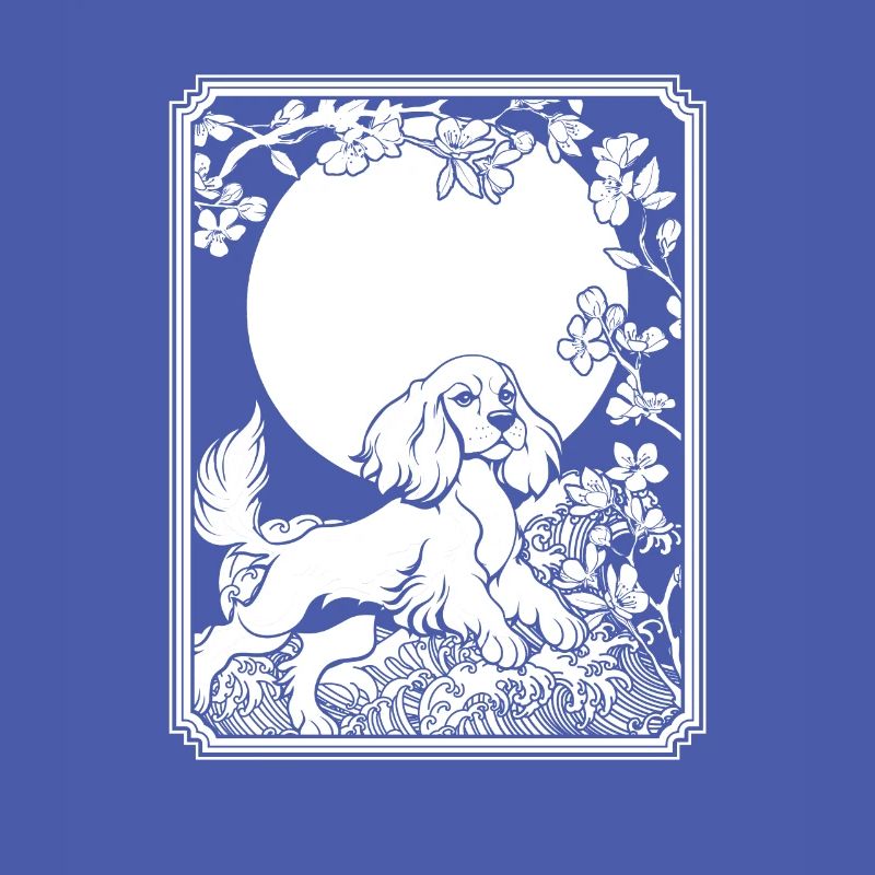 Cocker Spaniel Japon Cherry Blossom Moon