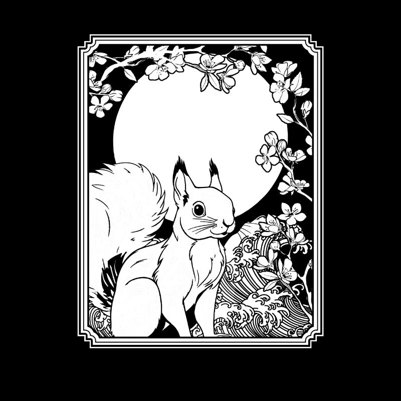 Eichhörnchen Japan Cherry Blossom Moon
