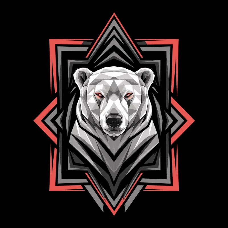 Geometrischer Eisbär Kopf Kunstwerk