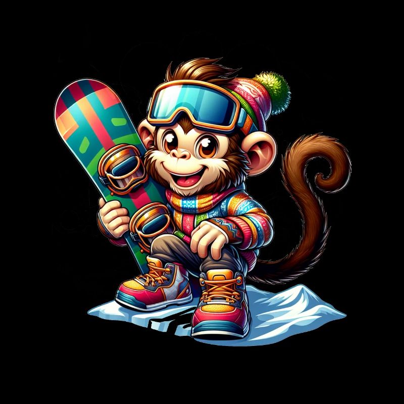 Singe snowboarder mignon
