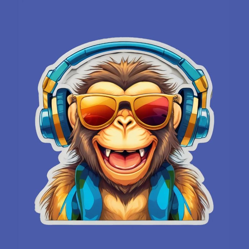 Cooler Affe Mit Kopfhörern Und Sonnenbrille