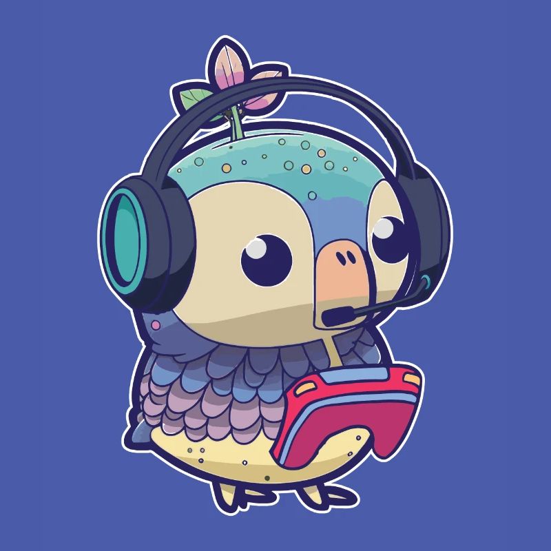 Spielen Sie Controller Gaming -Eule Mit Kopfhörern