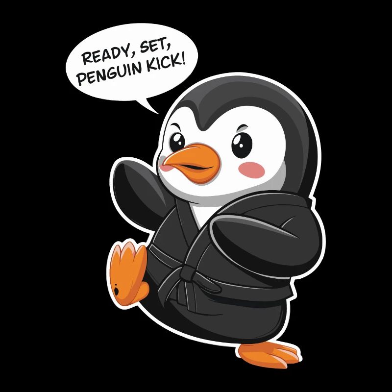 À vos marques, prêts, coup de pied de pingouin ! Pingouin mignon
