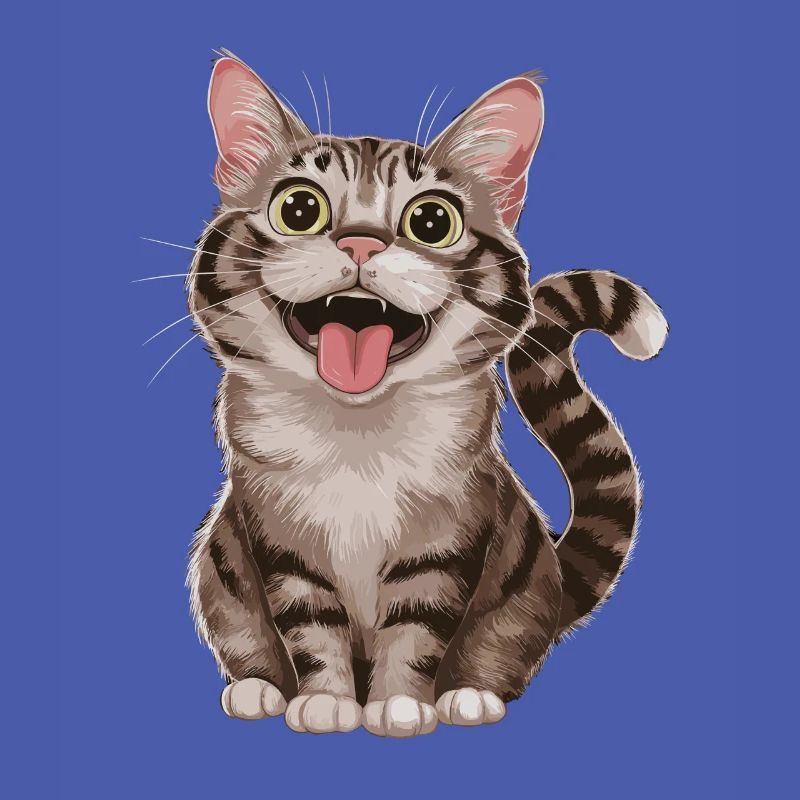 Fröhliche Getigerte Katze Mit Weit Geöffneten