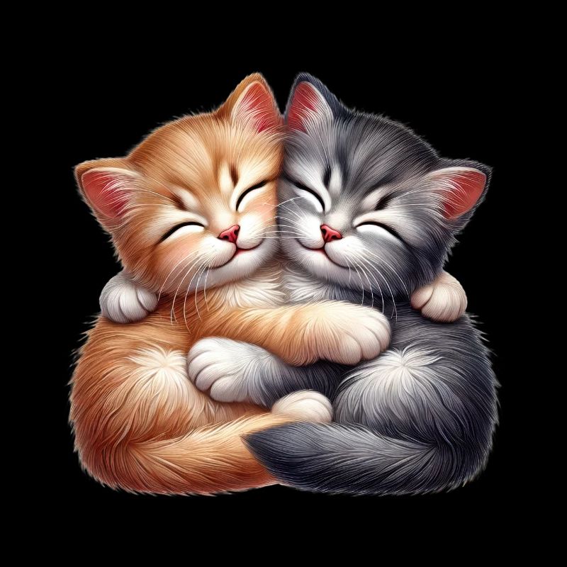 Two cuddling kittens in loving embrace