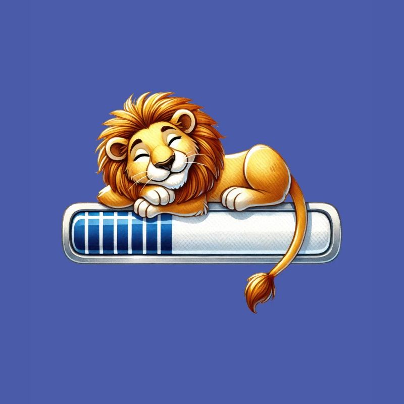 Cute Sleeping Lion on Loading Bar