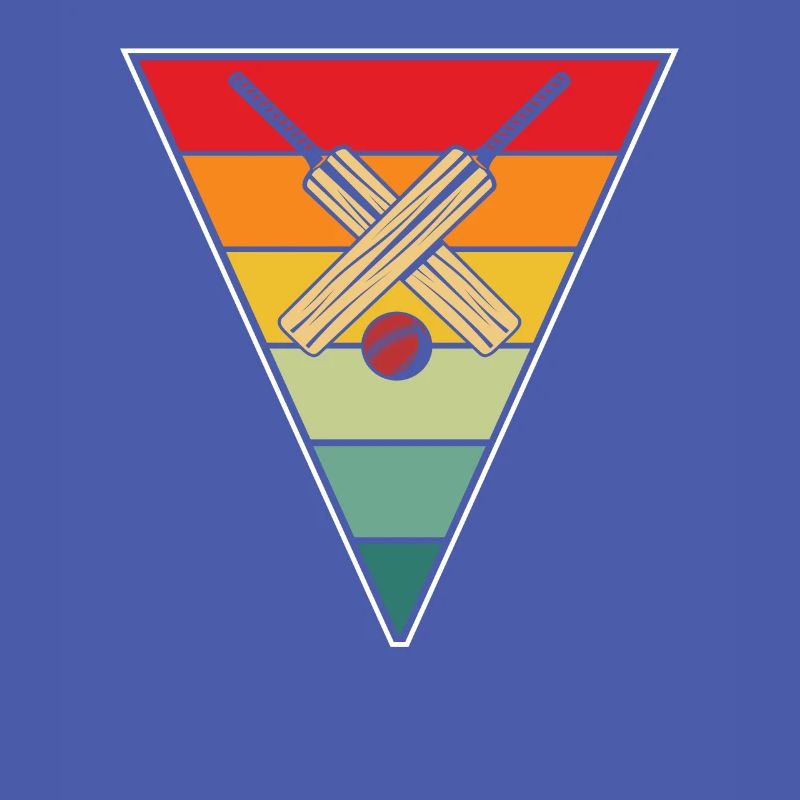 Retro Cricket Player Triangle Vintage