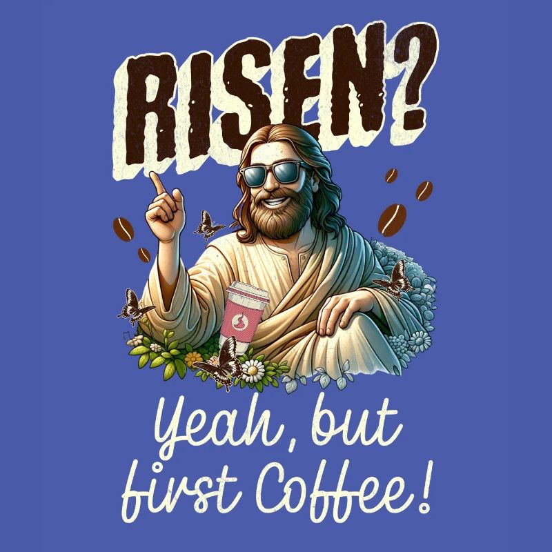 Risen yes But First Coffee Jesus Easter