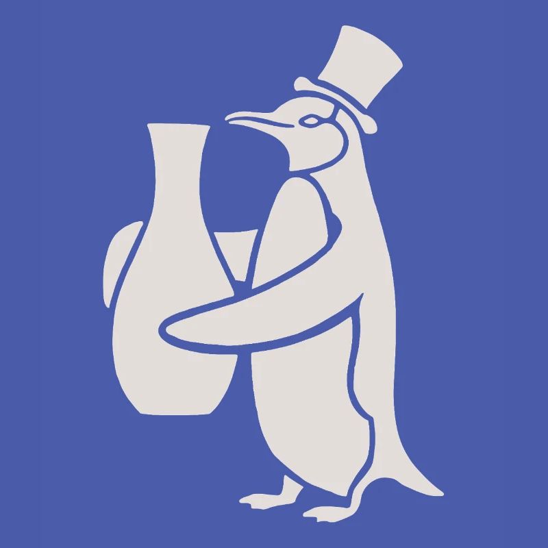 Penguin with Hat and Ceramic Vase Masterpiece