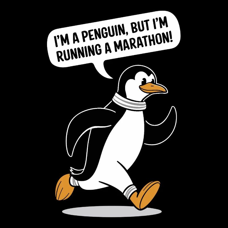 Penguin Marathon Runner Motif