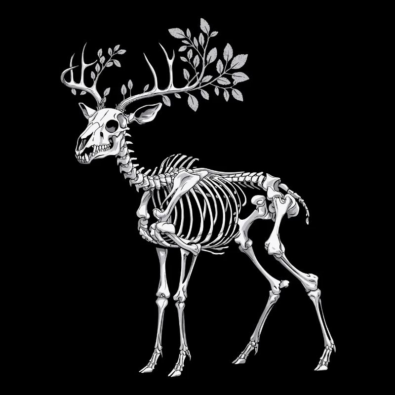 Dark Cottagecore Deer Skeleton with Twigs