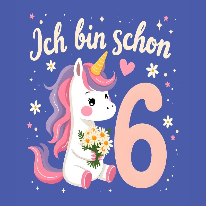 Süßes Einhorn 6. Geburtstag für Mädchen