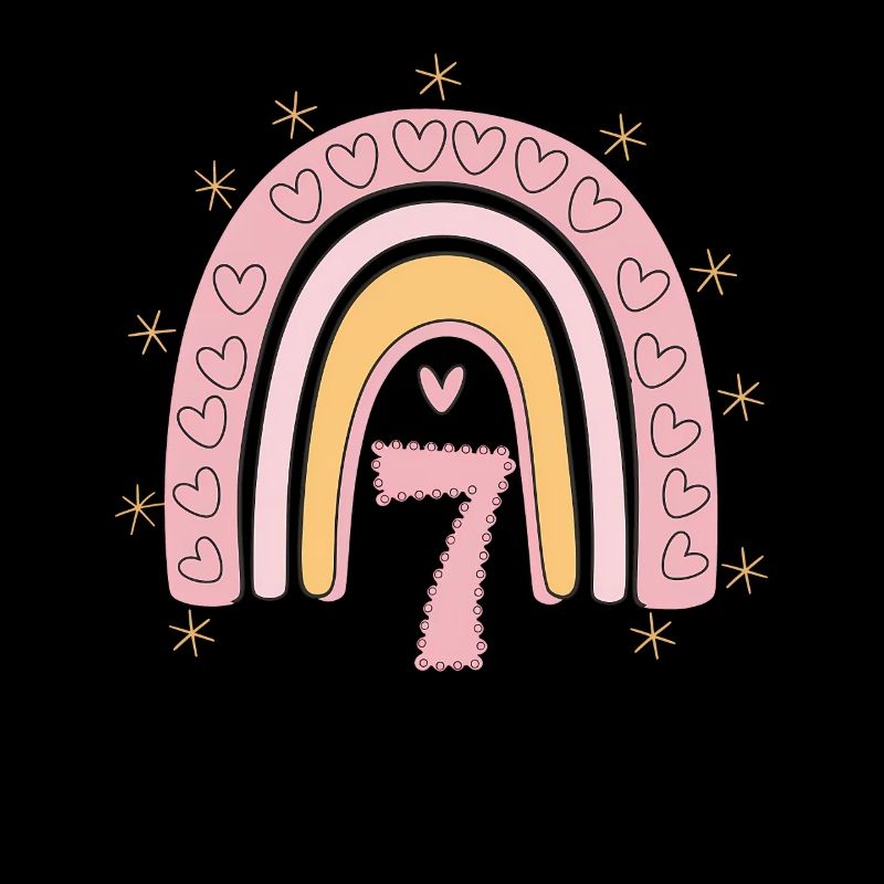 Coeur mignon de 7e anniversaire et design arc-en-ciel