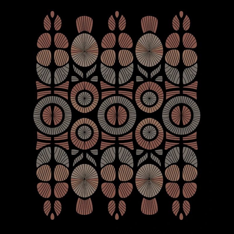 African Boho Pattern Circles and Leaves