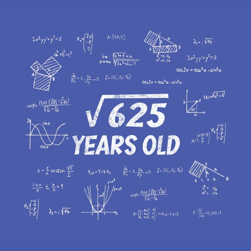 Square Root from 625 - 25th Birthday Math Nerd