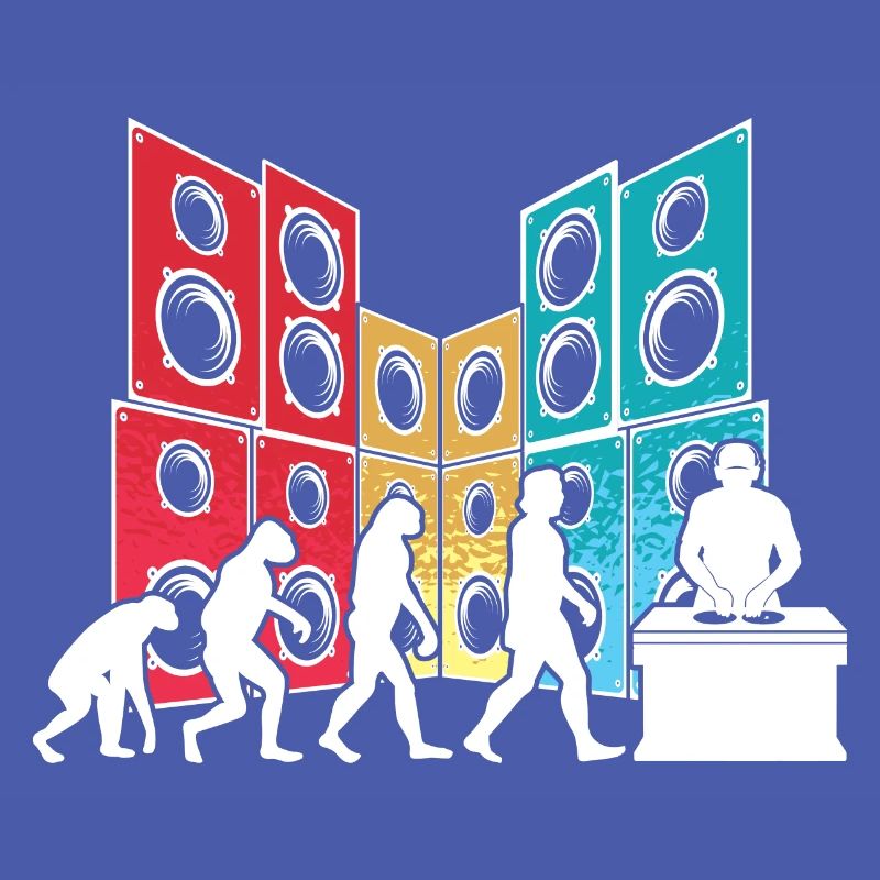 Evolution de l’homme DJ Techno Vinyle Rétro Vintage
